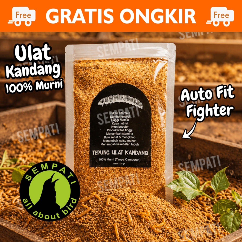 SEMPATI TEPUNG ULAT KANDANG KERING SEMPATI ULET SERBUK PAKAN MAKANAN BURUNG MURAI ANIS CUCAK KACER P