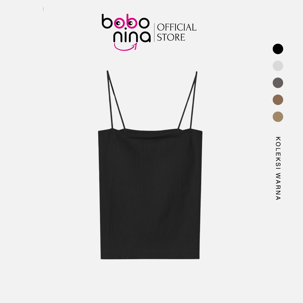 Ninabobo BR070 Atasan TankTop Bra Basic Wanita Panjang With Cup Crop Top Karet Polos Spaghetti