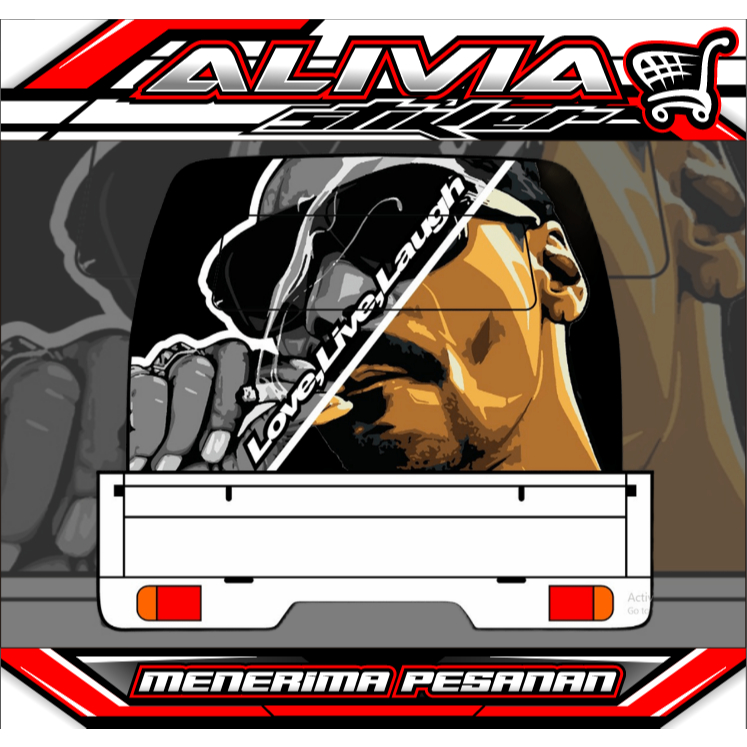 Stiker Decal Kabin Belakang Pick Up/Gegeran - Stiker Variasi Pick Up - Stiker Bisa Custome Desain
