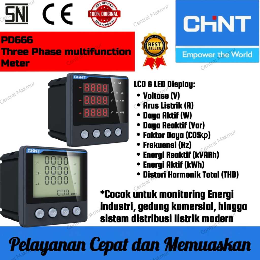 ORIGINAL CHINT LCD LED Power Meter 3P Multifunction Meter PD666