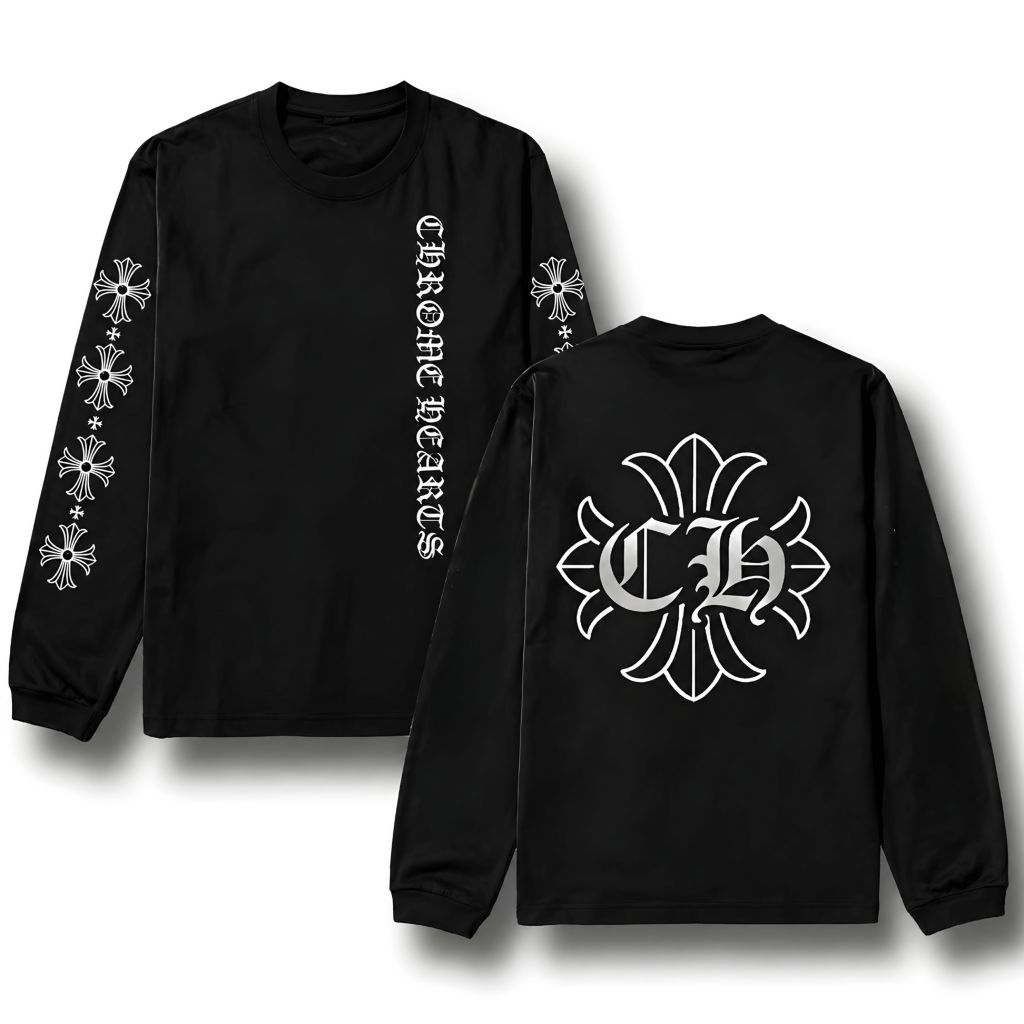 Kaos Panjang Chrome Hearts Banyak Pareasinnya /Long sleeve Crome Hearts Unisex