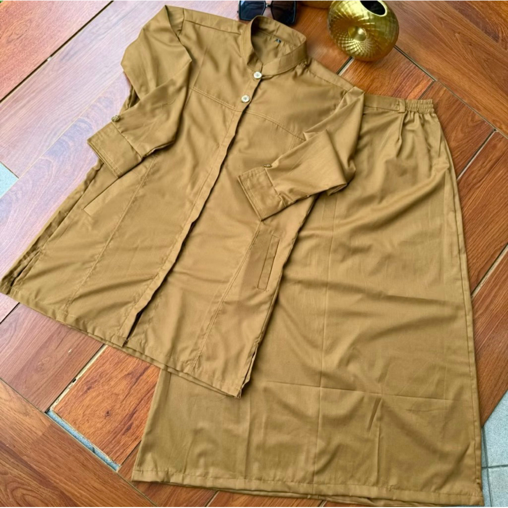 Setelan pemda wanita semi tunik - setelan khaki semi tunik - pemda tunik set span A