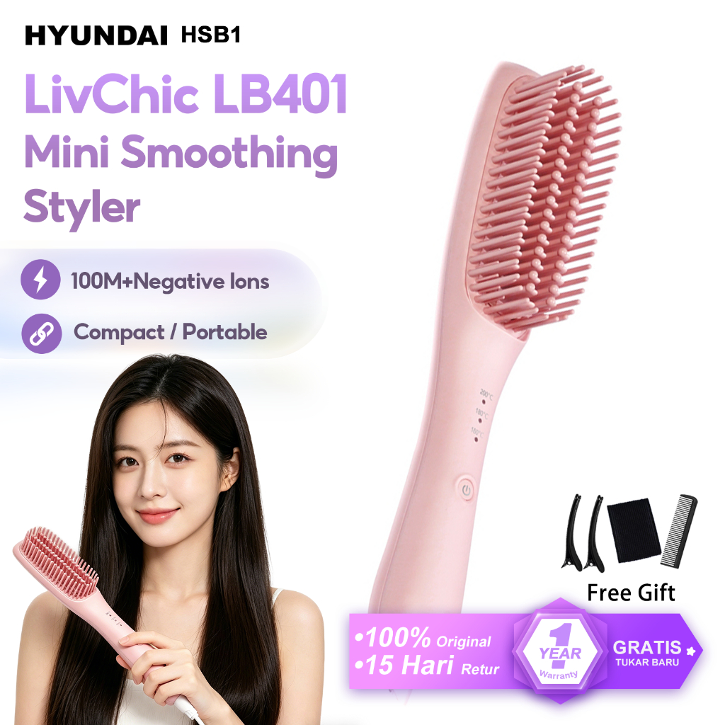 LivChic Catokan Sisir Pelurus Rambut LB401 mini 54 Watts sisir rambut