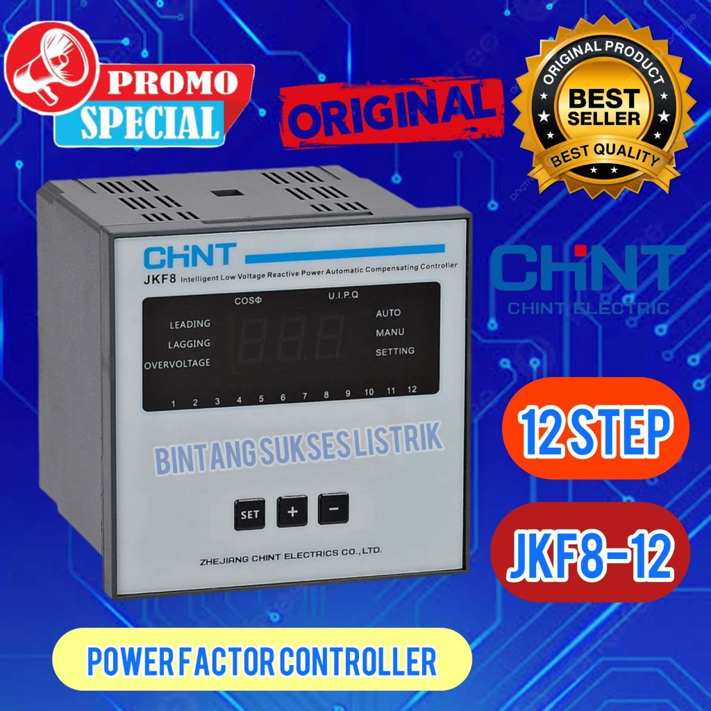 ORIGINAL CHINT INTELLIGENT POWER FACTOR CONTROLLER TYPE JKF8-12 380V  SERIES 12 STEP