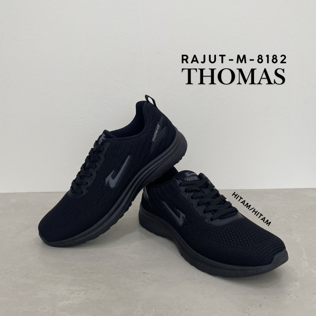 Sepatu Sekolah Dewasa Hitam Tali THOMAS Rajut-M-8182