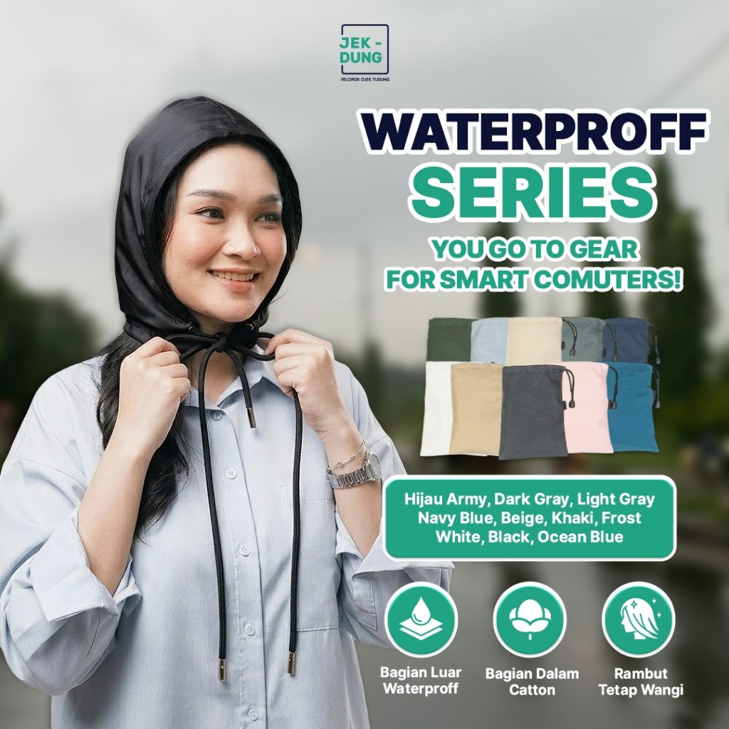 Jek-Dung | Tudung & Masker : Penutup Kepala Helm Ojol Ojek Online Untuk Unisex, Anti Air/Waterproof