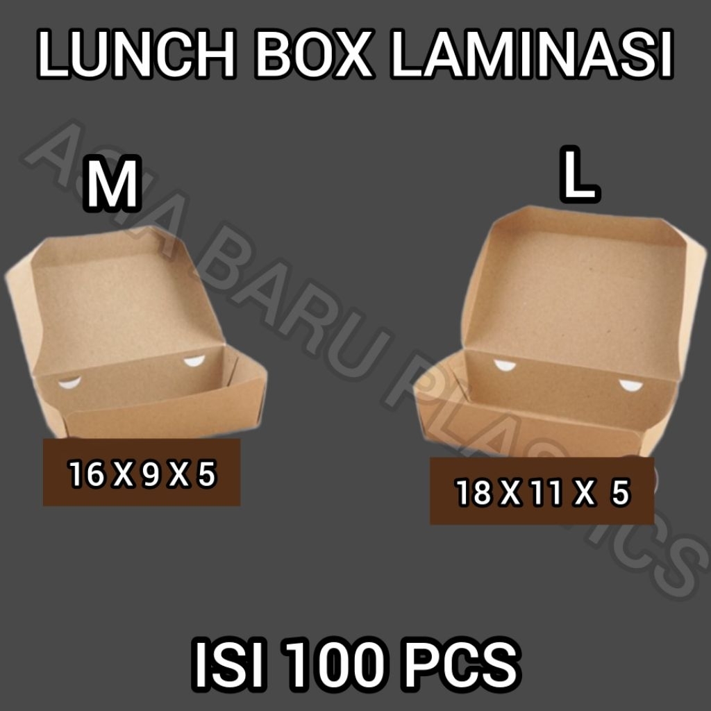 Paper Lunch Box Laminasi Kraft / Lunch Box Paper Craft Ukuran M, L