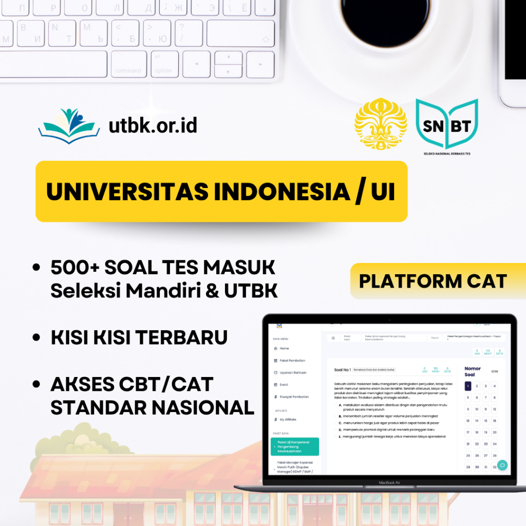 Bank Soal Tes Masuk Universitas Indonesia (UI) – SIMAK UI KKI Kelas Internasional Seleksi Mandiri UT
