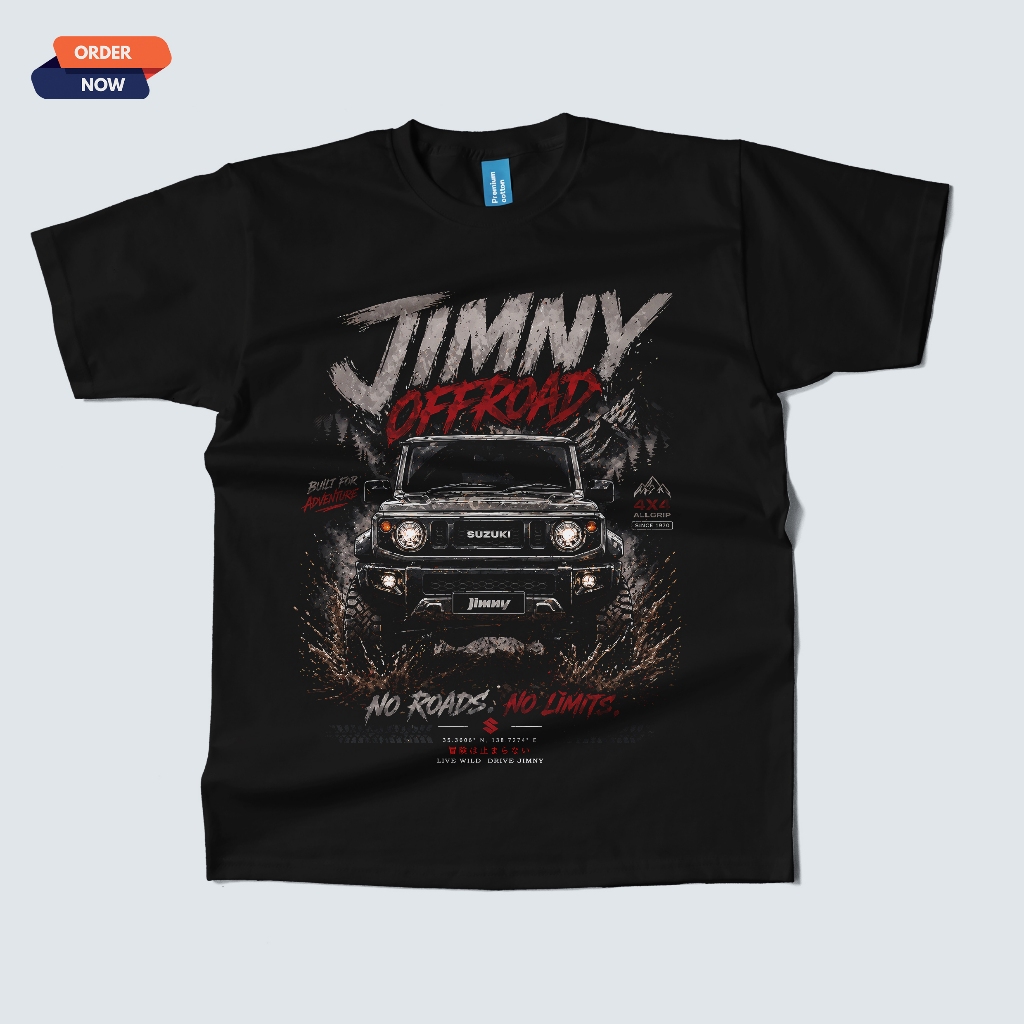 Kaos Jimny Baju Tshirt Mobil Suzuki Jimny Jeep Offroad Katana Hitam Premium Cotton