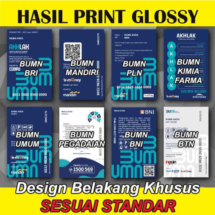 id card BUMN emoney etoll brizzi tapcash custom kartu glossy mengkilap - Non-Emoney