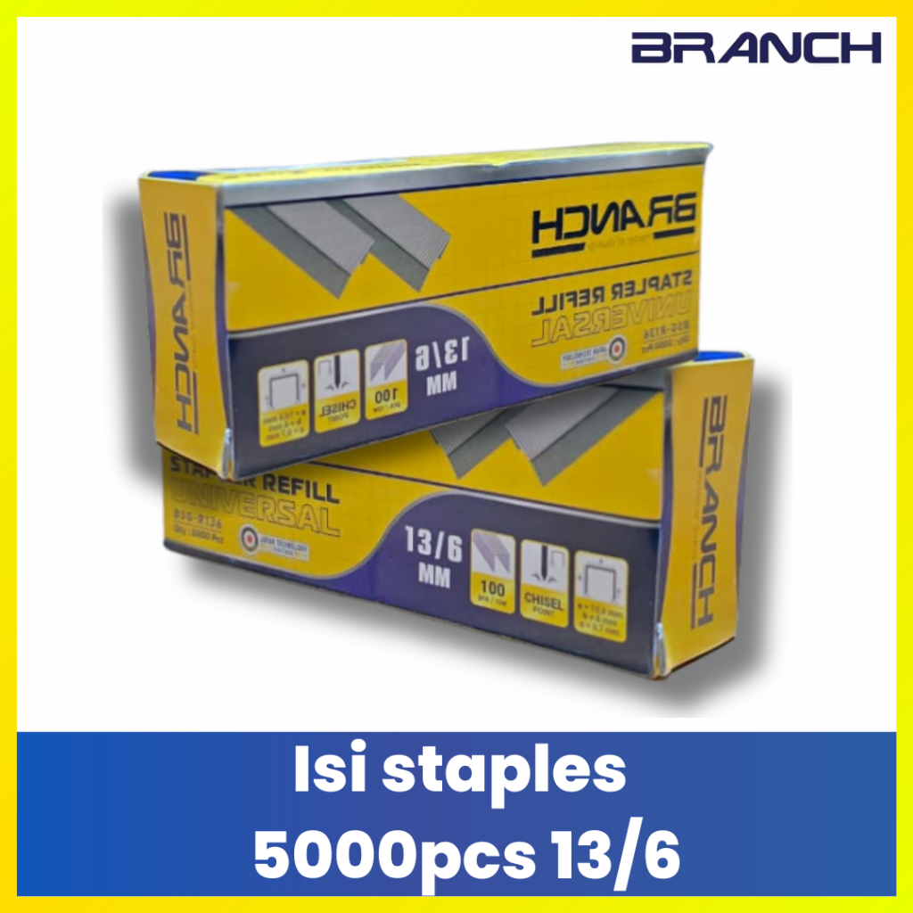 BRANCH Refill Staples 13/6 Isi 5000 Pcs - Staples Kayu Jok Kulit & Kanvas