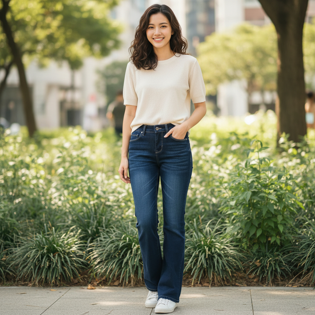 Celana Cutbray Jeans Wanita Stretch - Atas Pinggang Premium Jumbo