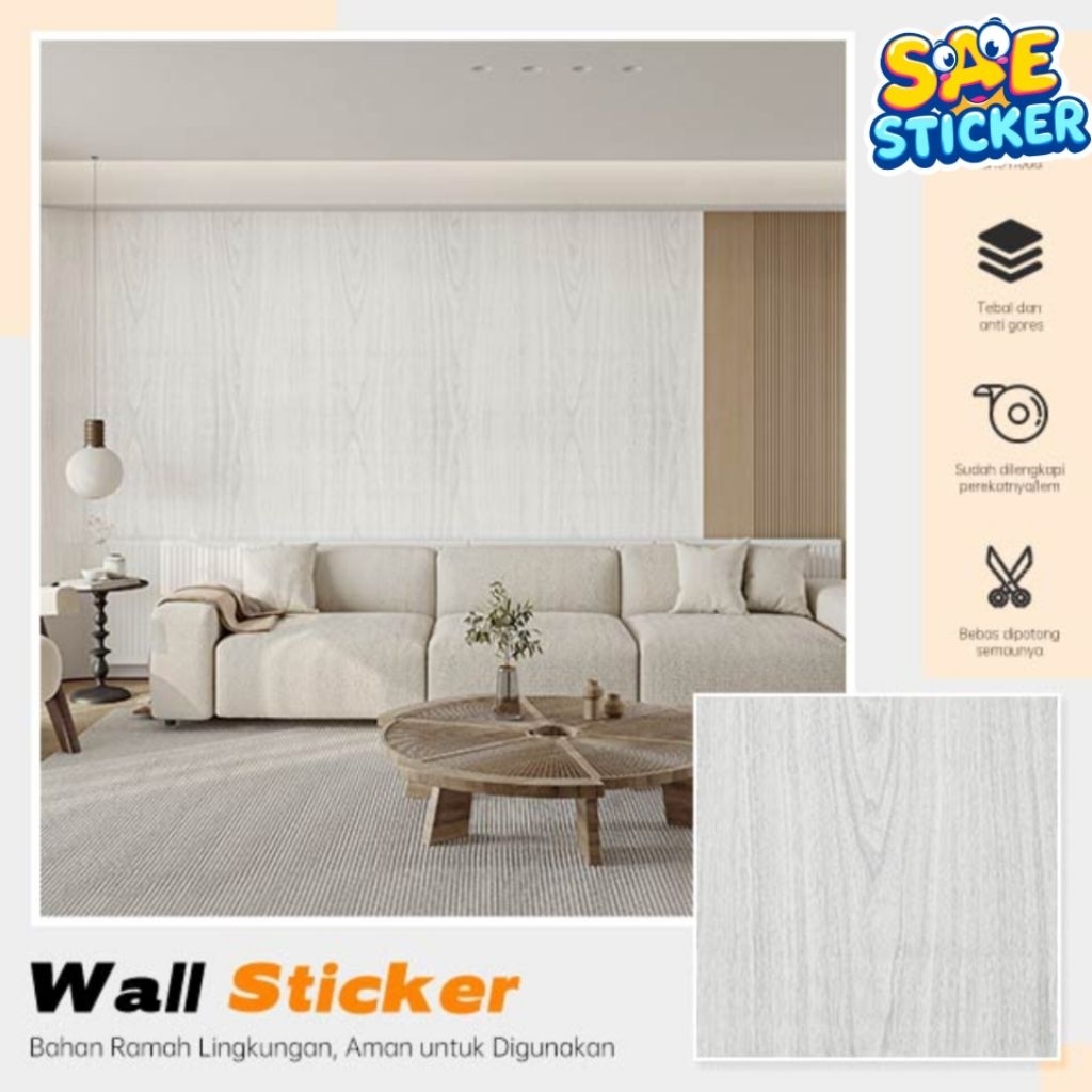 Wallpaper Sticker Dinding Lemari Meja Pintu Kayu Furniture Kitchen Set Dapur Motif Kayu