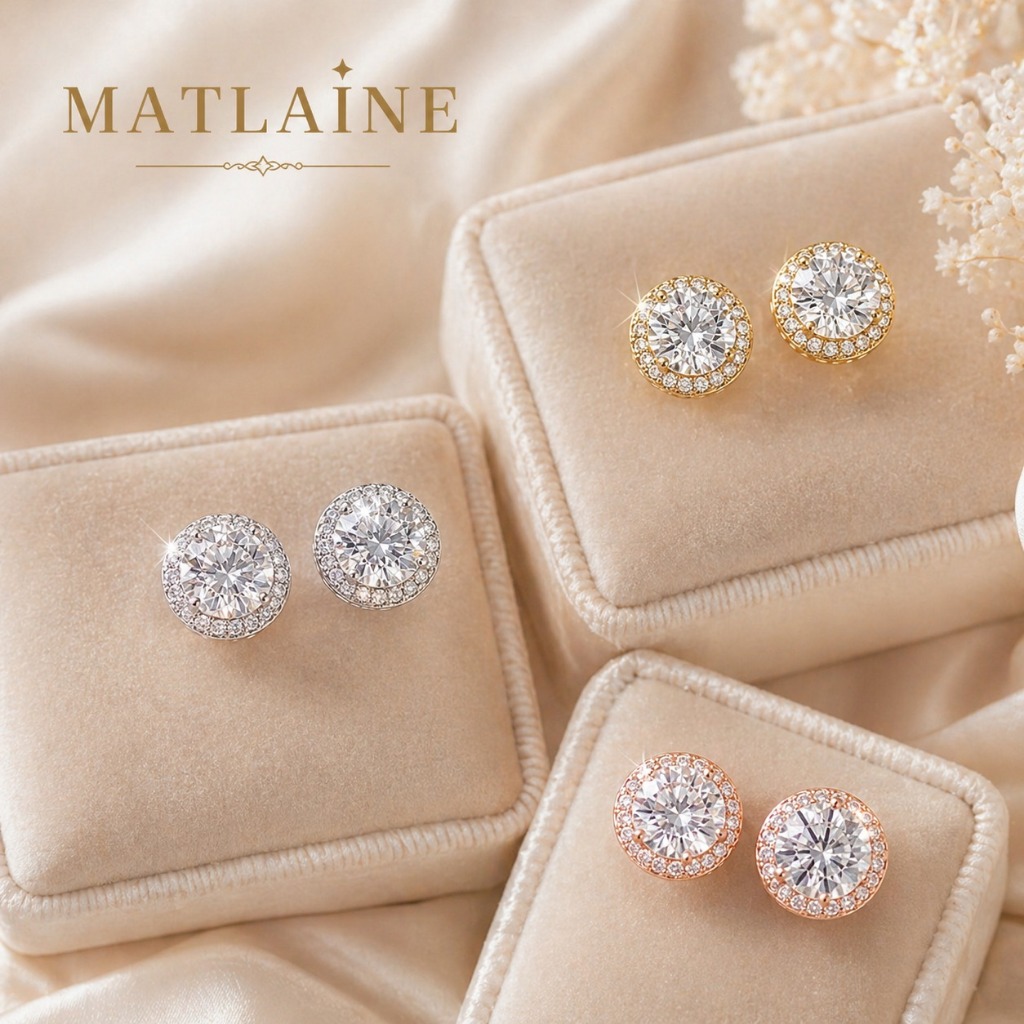 Matlaine - Anting Wanita Giwang Micro Diamond Titanium