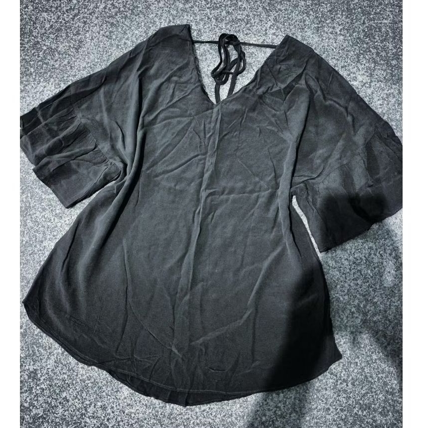 Blouse Hitam Pekat/Blouse Vneck Hitam Pekat