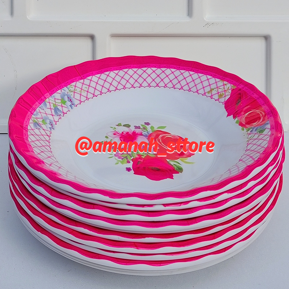 Piring besar Melamin 9Inch - Piring Melamin Motif Bunga - Piring Saji
