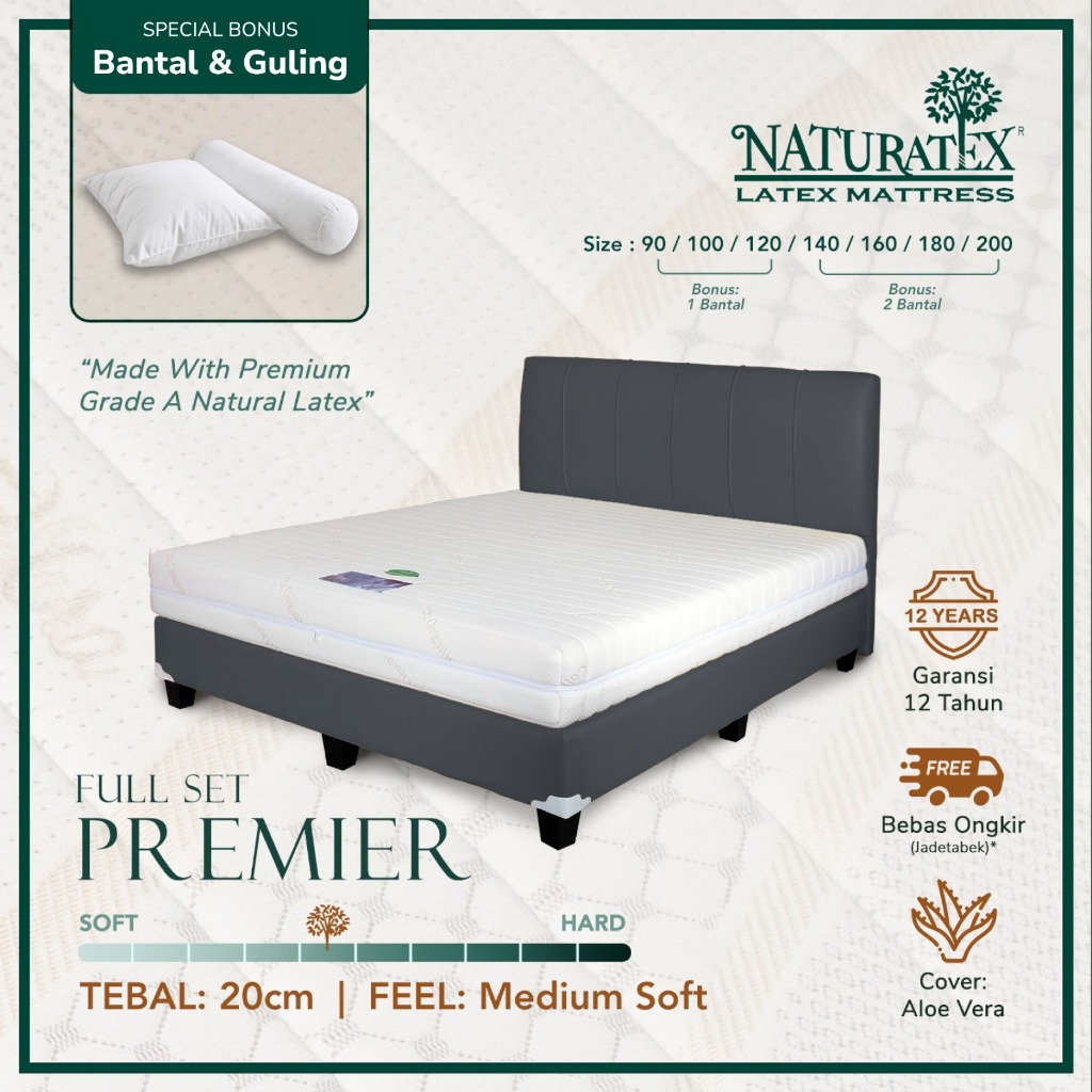 Full Set Kasur Latex Naturatex Premier Tebal 20cm
