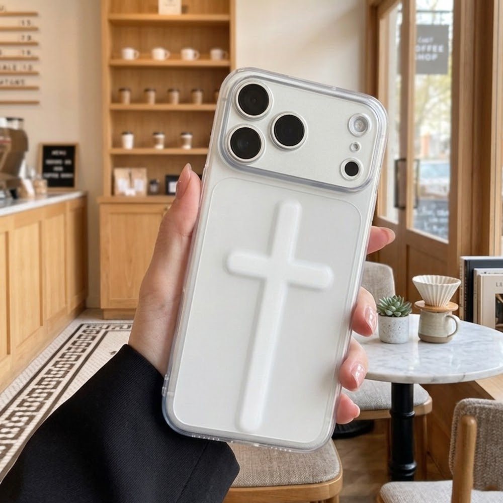 Clear Case Motif Salib Timbul Aesthetic - Casing HP For ALL TYPE SAMSUNG 3D Putih Minimalis Clean Lo