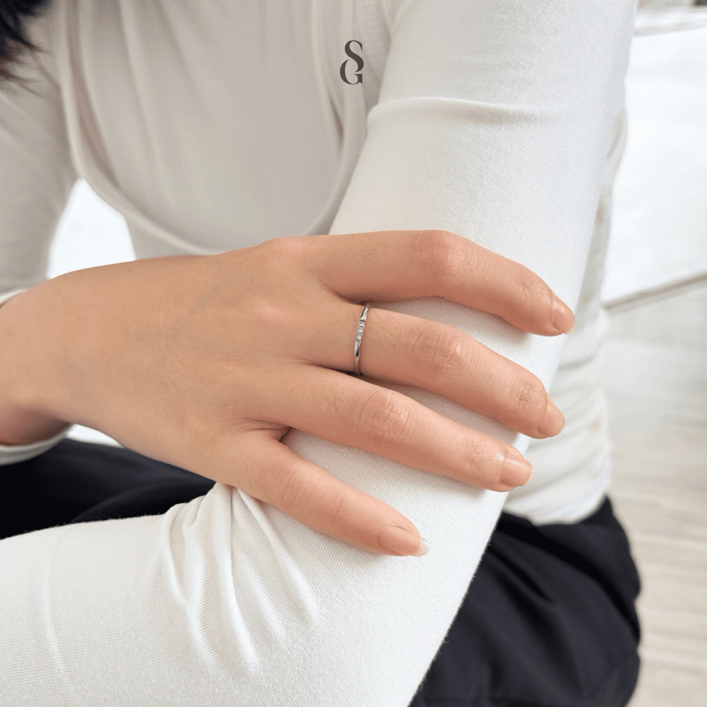 SteelGuud-DEW RING | Cincin Tipis Permata Kecil Stainless Steel Minimalis Wanita