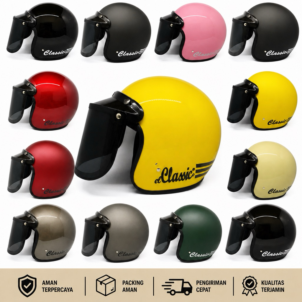 HELM BOGO DEWASA CLASSIC SNI TERLARIS FREE KACA (INJAK DATAR)