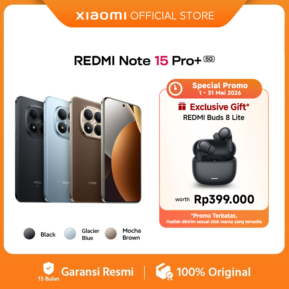 Xiaomi Redmi Note 15 Pro+ 5G (8/256 GB) (12/512 GB) | Baterai 6500mAh dengan HyperCharge 100W | Corn