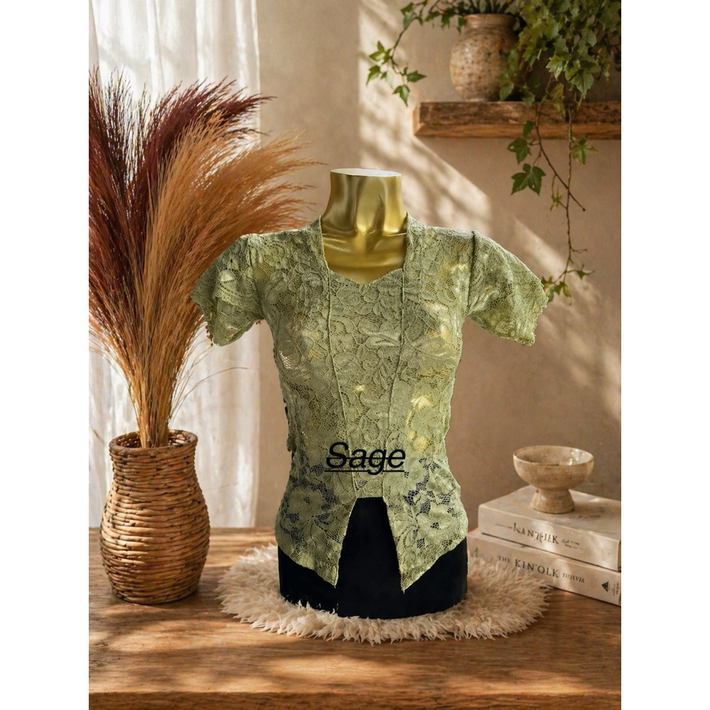 Kebaya bali brokat strait sofia/kebaya brokat strait/kebaya sofia/kebaya brokat bali LENGAN PENDEK L
