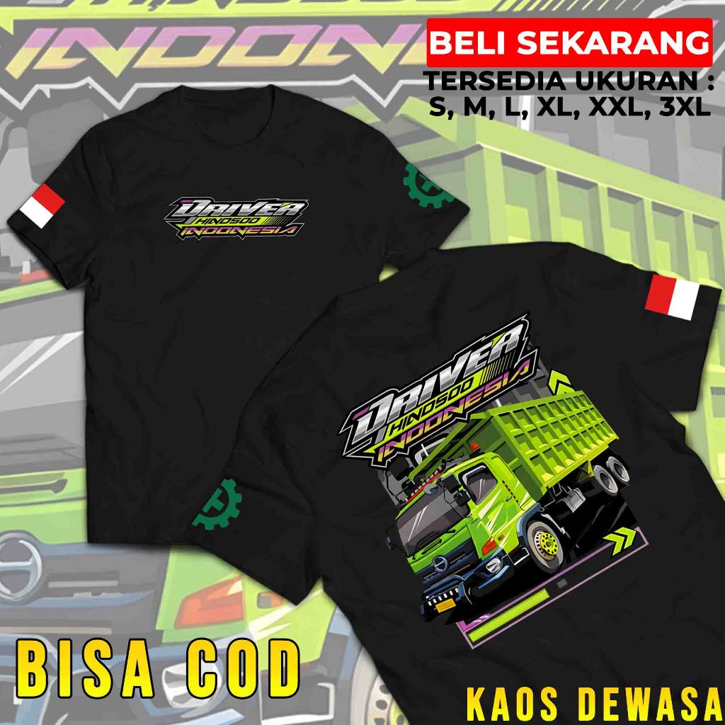 Kaos Driver Hino 500 Indonesia Tshirt Truk Kota tahu Baju Pria Sopir Truck Bahan Semi Katun