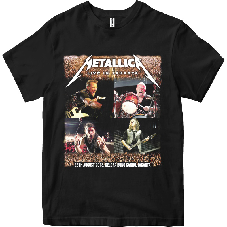 Kaos Metallica Live in Jakarta 2013 T-shirt Unisex Bahan SemiKatun