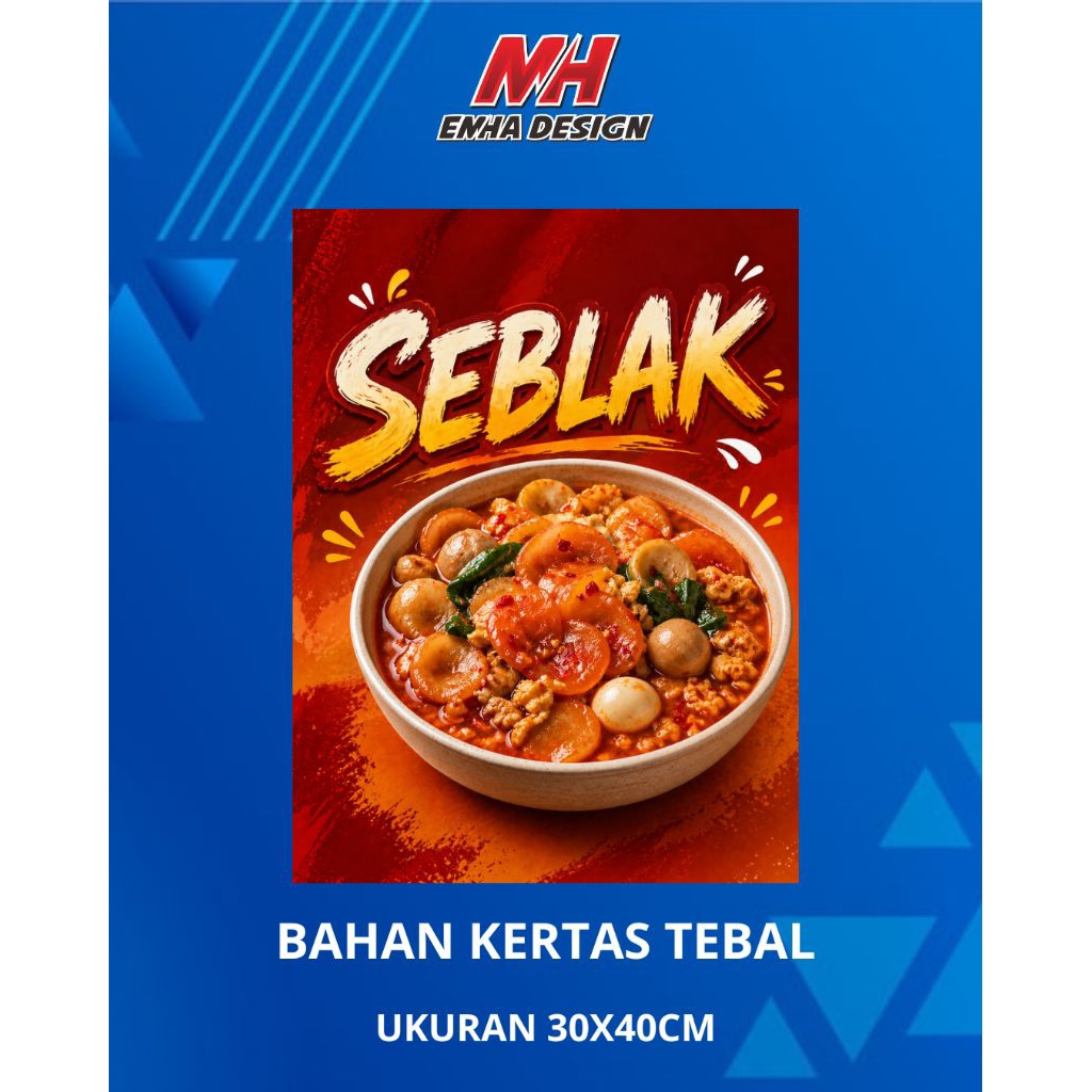 HIASAN DINDING WARUNG MAKAN | POSTER SEBLAK MIE AYAM BAKSO ES TEH | HIASAN DINDING SEBLAK MIE AYAM B