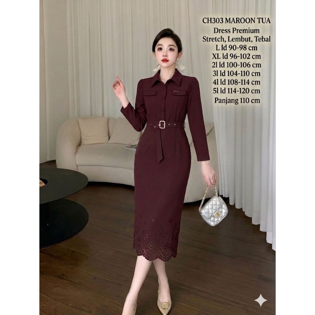Ch35 Dress Korea Import Premium/ Dres silk Premium Korea Quality/ Dres gereja/Dres pesta/Dres natal/