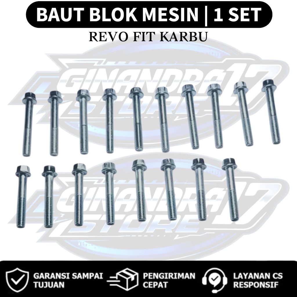 Baut Blok Mesin 1 SET Honda Revo fit karbu / Baut Blok Mesin 1SET Motor Revo fit karbu