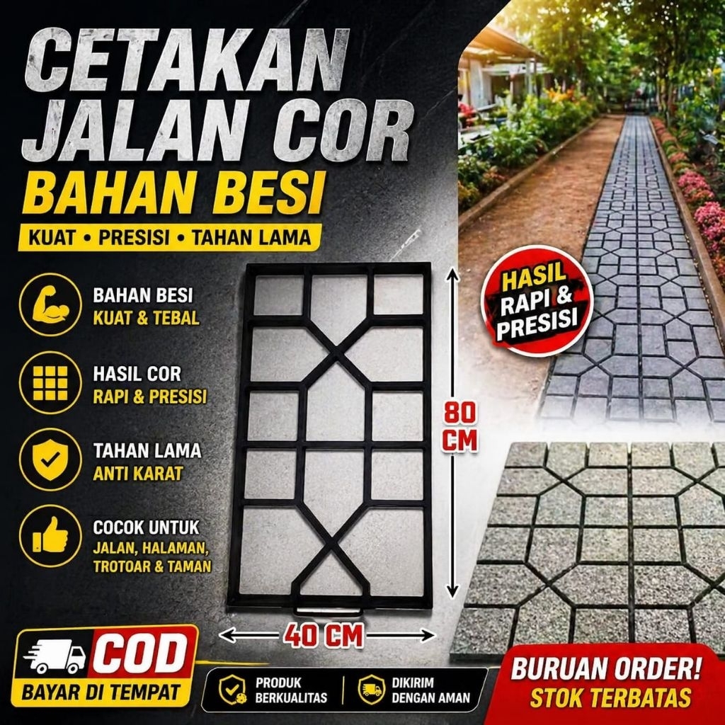 Cetakan Paving Block Besi ukuran 40X80cm Cetakan paving bahanBesiPlat antibadai