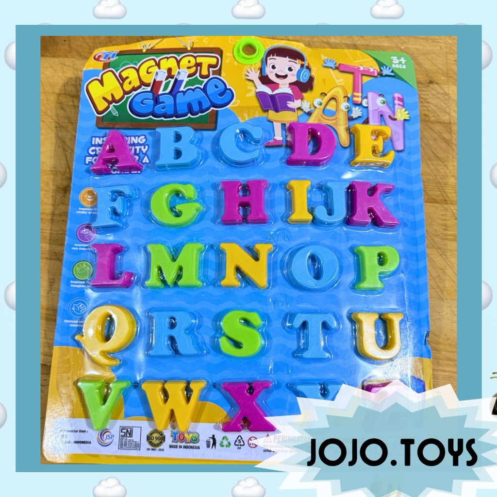 Magnet huruf alfabet - mainan edukasi anak - tempelan kulkas - mainan magnet abc - anak mengenal hur