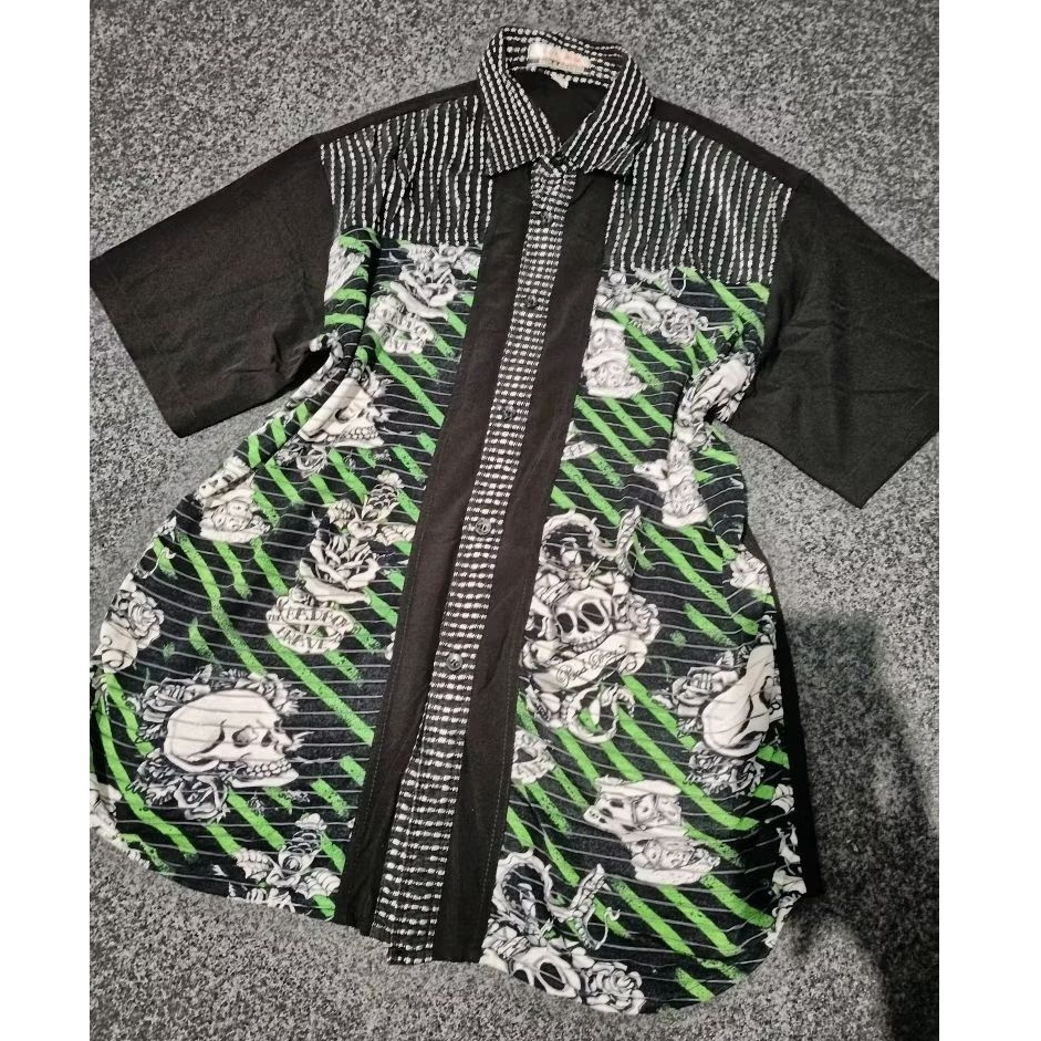 Kemeja Wanita Unik/Kemeja Wanita Oversize Motif Tengkorak