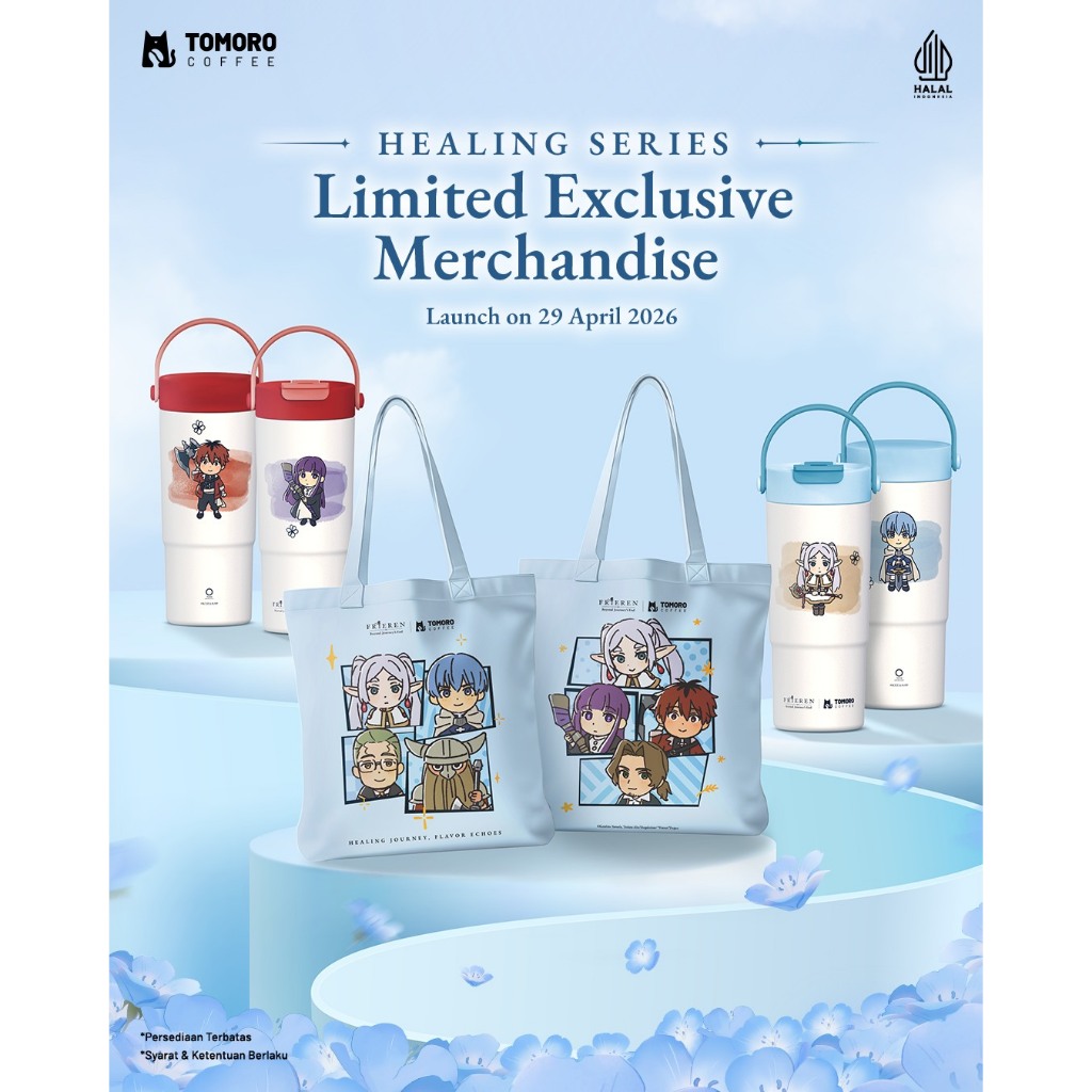 Frieren x Tomoro Coffee Healing Series - Totebag & Tumbler Chibi | Exclusive Collaboration Limited E