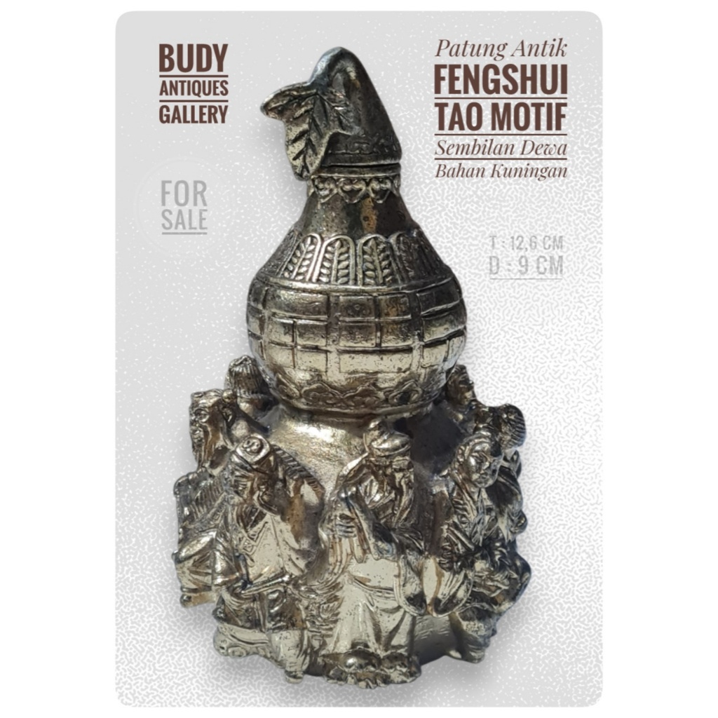 Patung Antik Fengshui Tao Motif Sembilan Dewa Bahan Kuningan