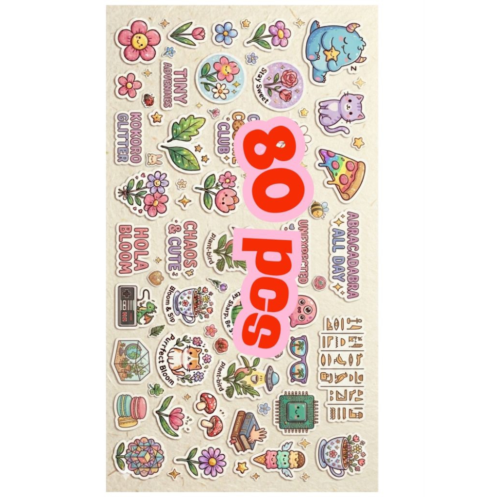 Stiker Bunga Kawaii Aesthetic (Flower Kawaii Vibes) Anti Air Waterproof