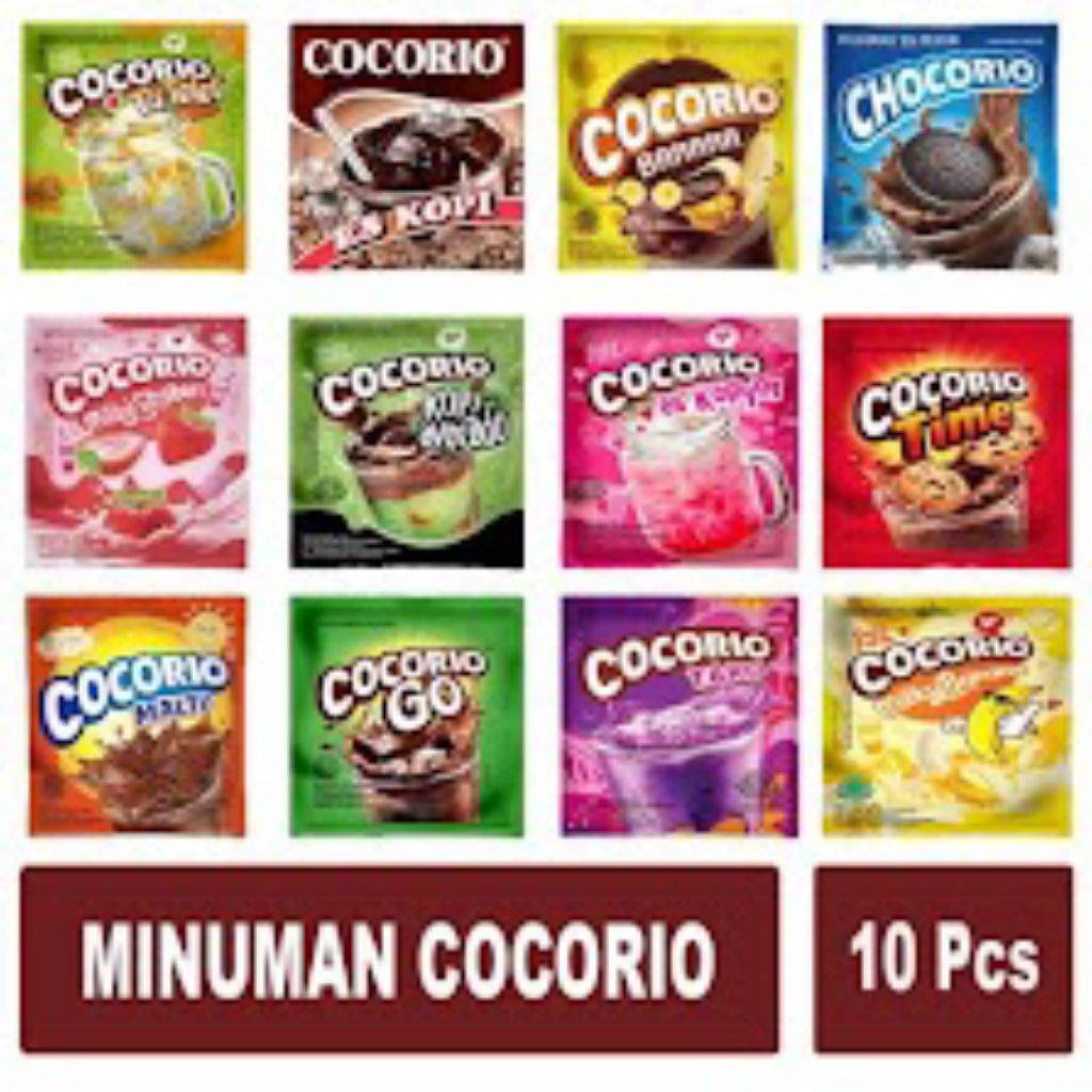 10 Sachet Minuman Serbuk Cocorio Aneka Rasa, Coklat, Taro, Milky Banana