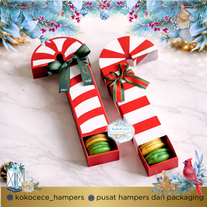 Kotak Natal Candy Cane BOX tongkat natal Christmas Box macaron cookies mochi mini pie bix coklat cak