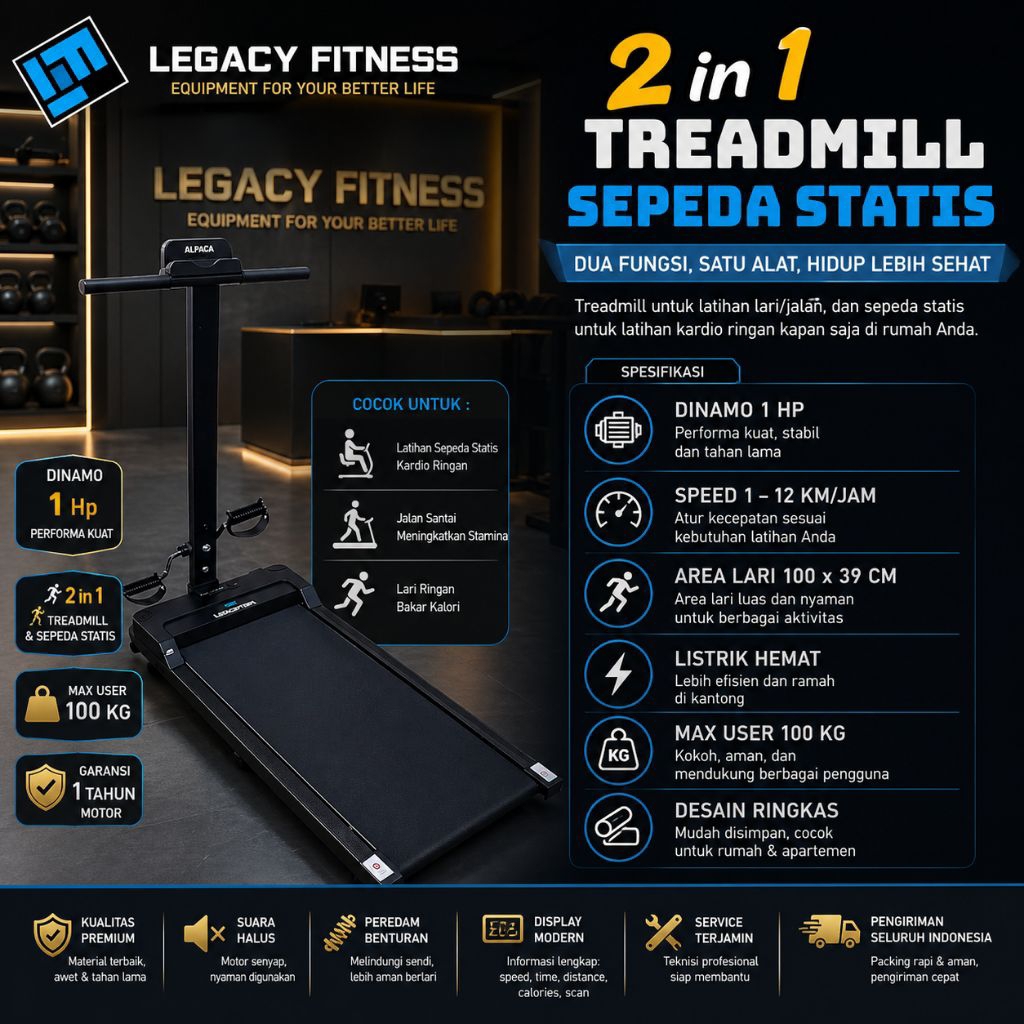 Treadmill Elektrik Pad Sepeda Statis Running pad portable