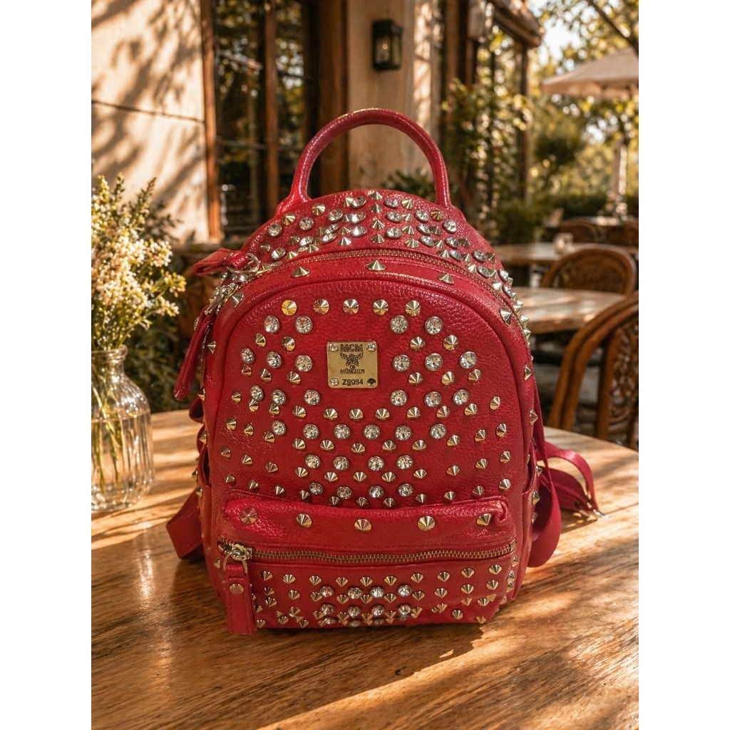 (PRELOVED)Ransel kulit asli gemoy brand MCM