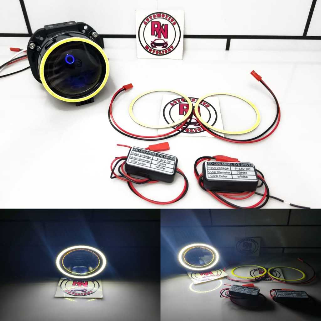 COB Ring 70mm 80mm 2.5/3 Inch Motor Mobil Angel Eyes Ring Shroud Biled PNP High Quality Terang