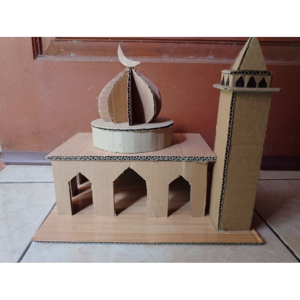 Ready Siap Kirim, Miniatur Masjid dari Kardus - Prakarya Kerajinan Masjid dari kardus bekas