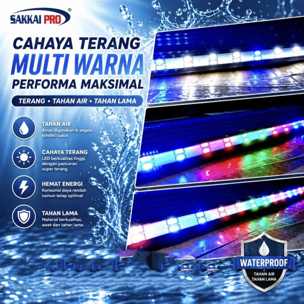 Lampu Celup LED Aquarium SAKKAI PRO T4 2LED SP60 SP80 SP100 3X