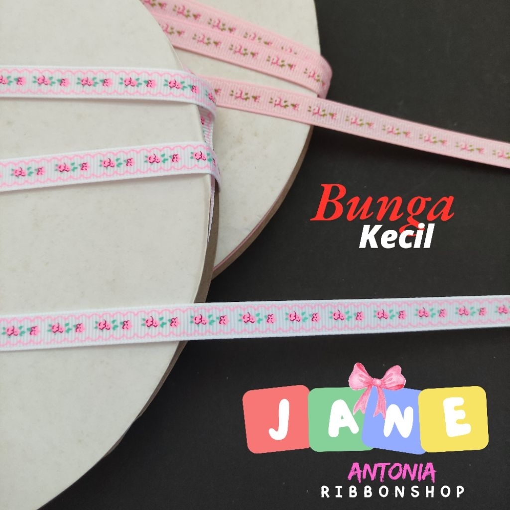 Pita Grosgrain 3/8" Bunga Kecil (per meter)