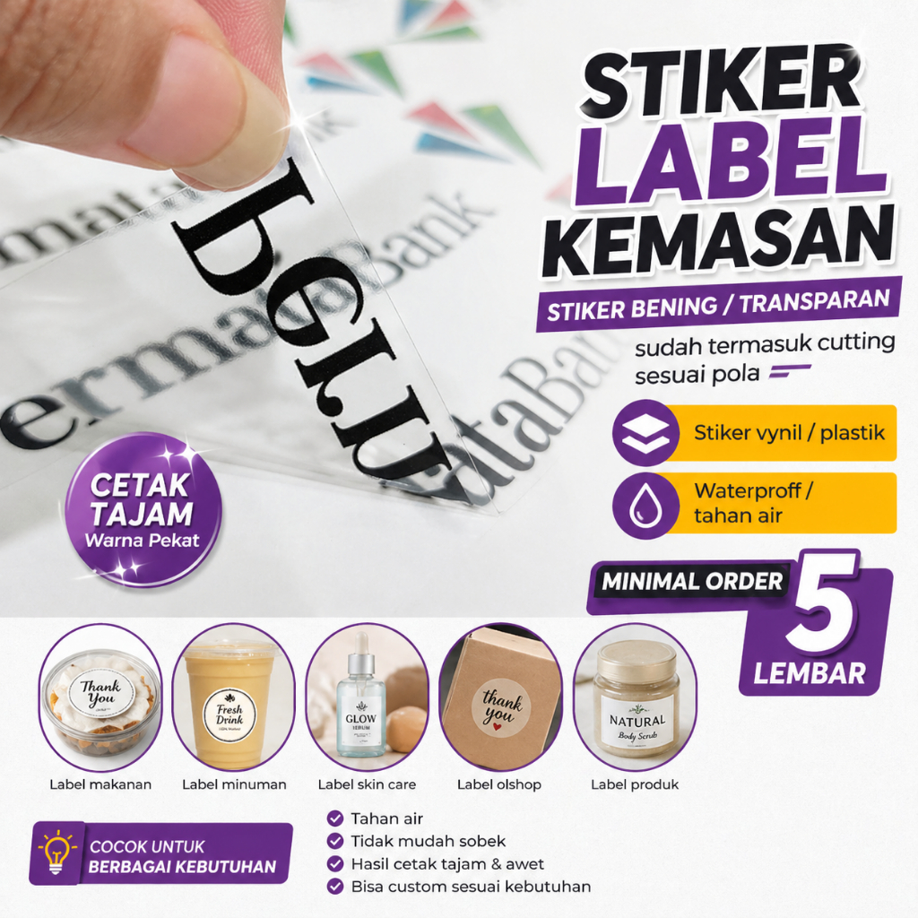 Stiker TRANSPARAN stiker BENING