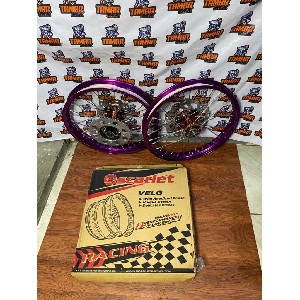 Roda Set RBT KLX Velg Scarlet 160/185-17 Tanpa Ban -Dilengkapi Disc +Gear