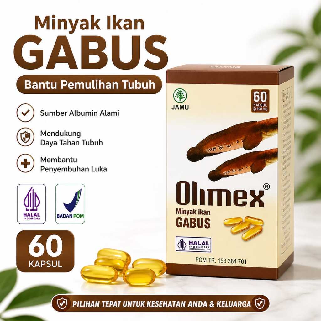 Albumin ikan Gabus Olimex 60 Kapsul Pasca Operasi Minyak ikan Pasca Operasi