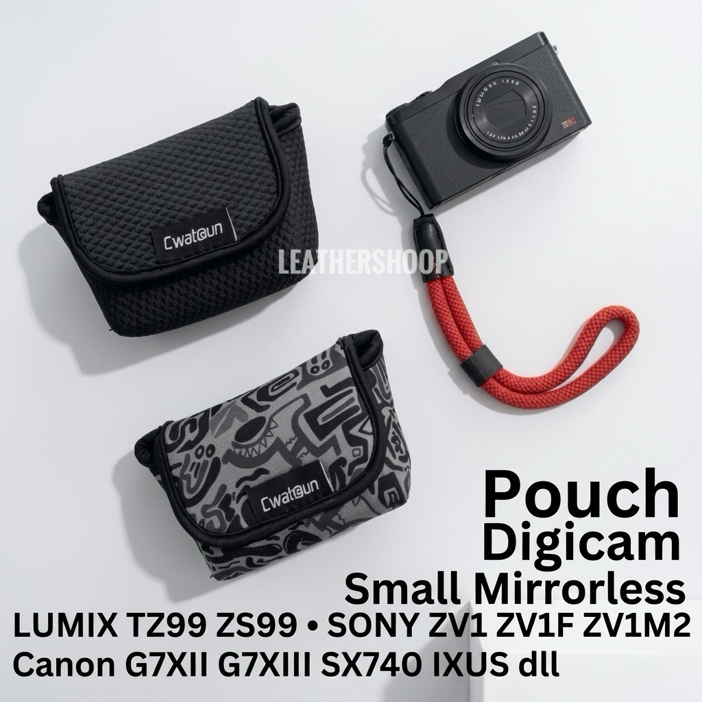 Pouch Digicam Tas Kamera Pocket Cocok untuk Canon G7X G7XII G7XIII SX740 Sony ZV1 ZV1F ZV1M2 Lumix T