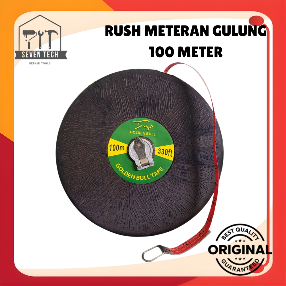 METERAN GULUNG 100M RUSH / METERAN BULAT 100METER/30FT METERAN KAIN / METERAN JALAN 100METER RUSH BA